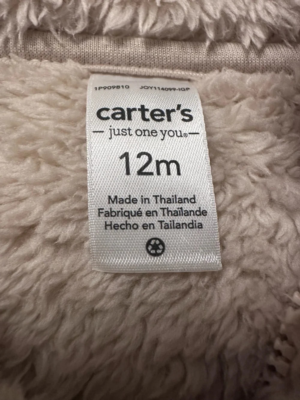 🧸 Carter’s Teddy Bear Sherpa Jacket 12M Cream Fleece Zip Up Coat Baby Girl *